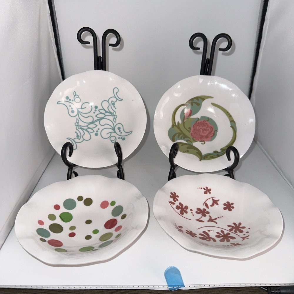 Set Of 4 LENOX By Alice Drew "Collage" Dessert/Fruits (Sauce) Bowls